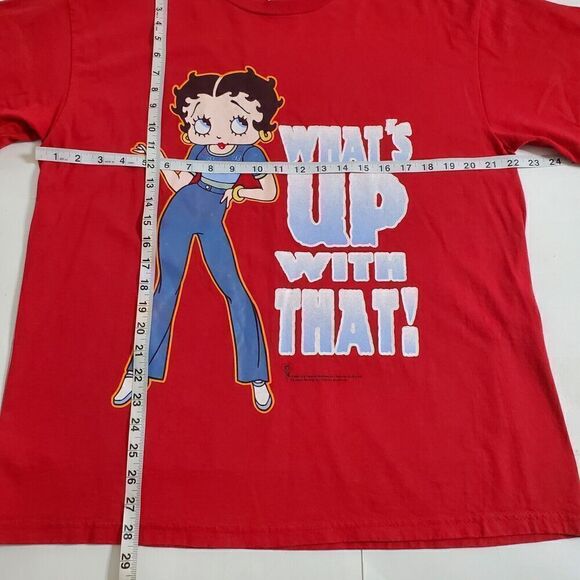 Vintage Betty Boop T Shirt Size L Red Whats Up With That Y2K 2000 Freeze - Picture 8 of 11